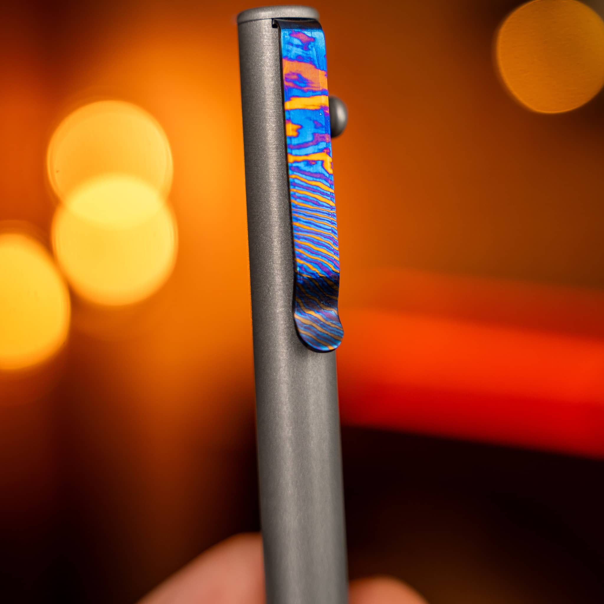 Titanium Damascus Pen Clip - Image 15